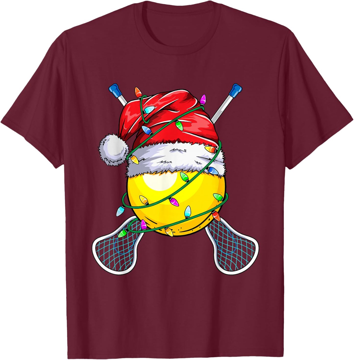 Santa Sports Design- Christmas Lacrosse Player T-Shirt - T-Shirt | Maroon