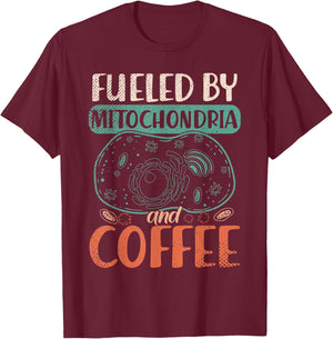 Caffeinated Biologist Nerd Mitochondria Coffee Biology T-Shirt - T-Shirt | Maroon
