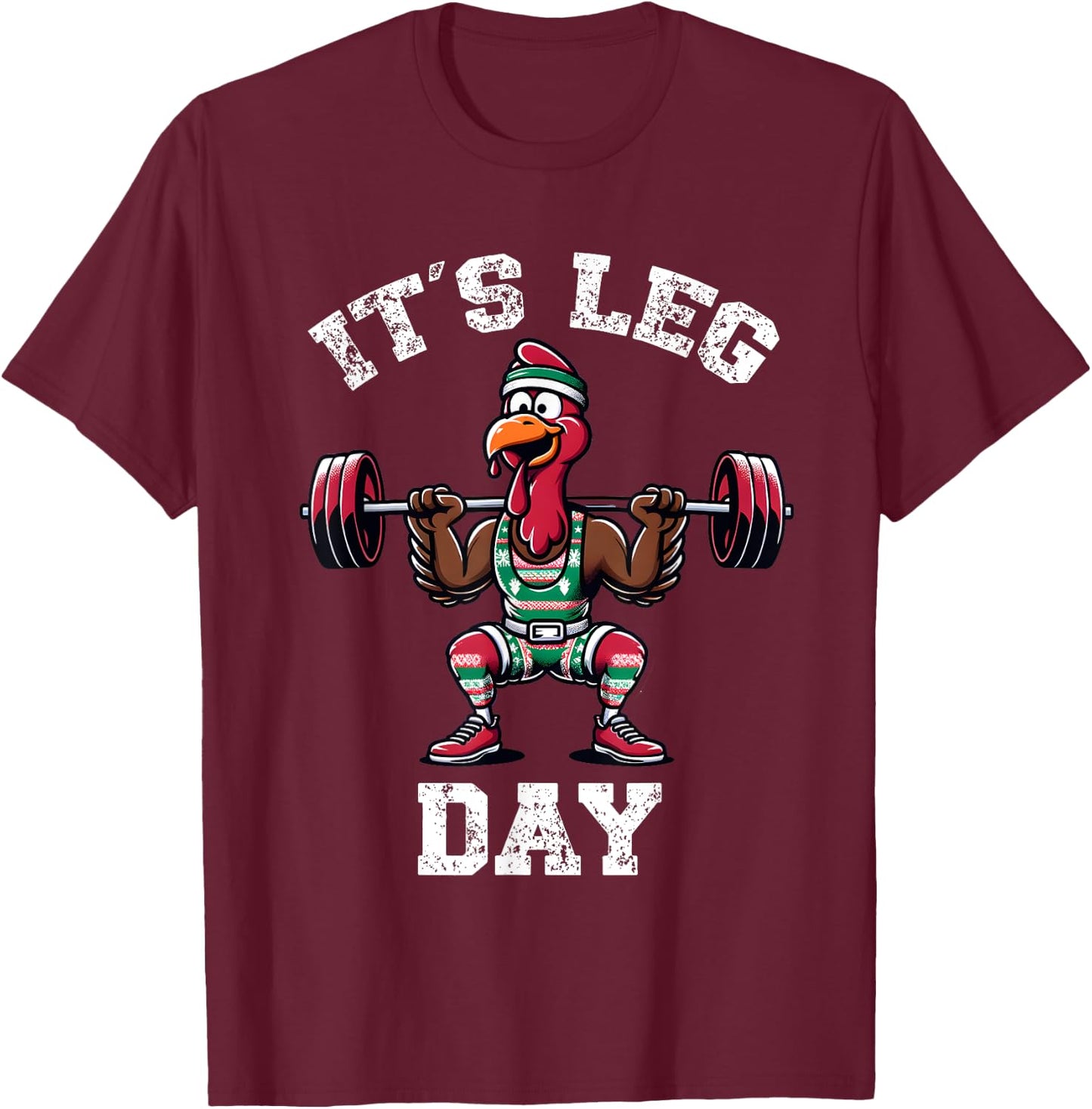 Funny Deadlifting Turkey Thanksgiving Leg Day Deadlift T-Shirt - T-Shirt | Maroon