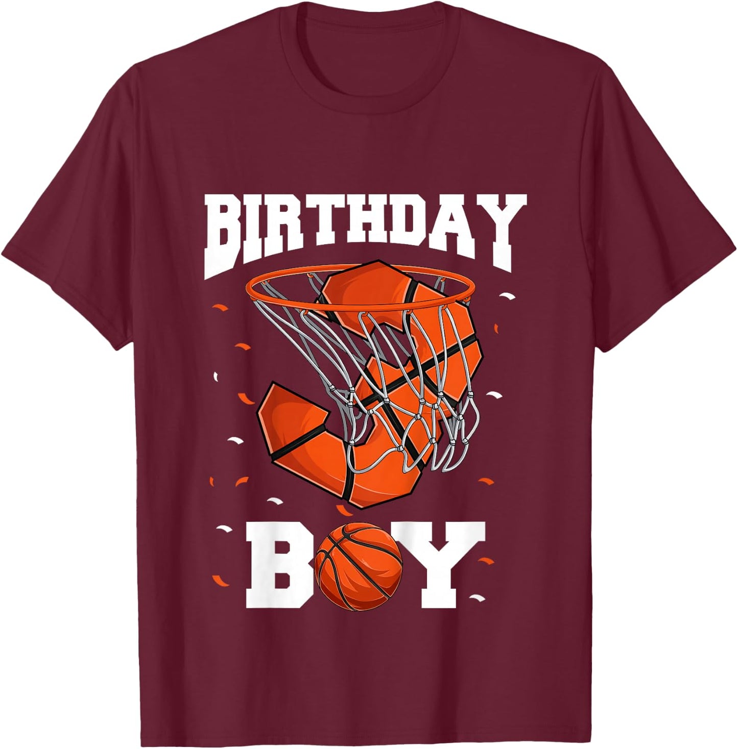 Kids 3rd Birthday Basketball Shirt Kids, Boys 3 Year Old T-Shirt - T-Shirt | Maroon