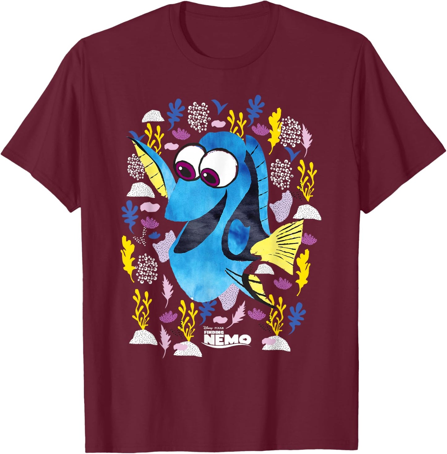 Disney PIXAR Finding Nemo Dory Just Keep Swimming T-Shirt - T-Shirt | Maroon