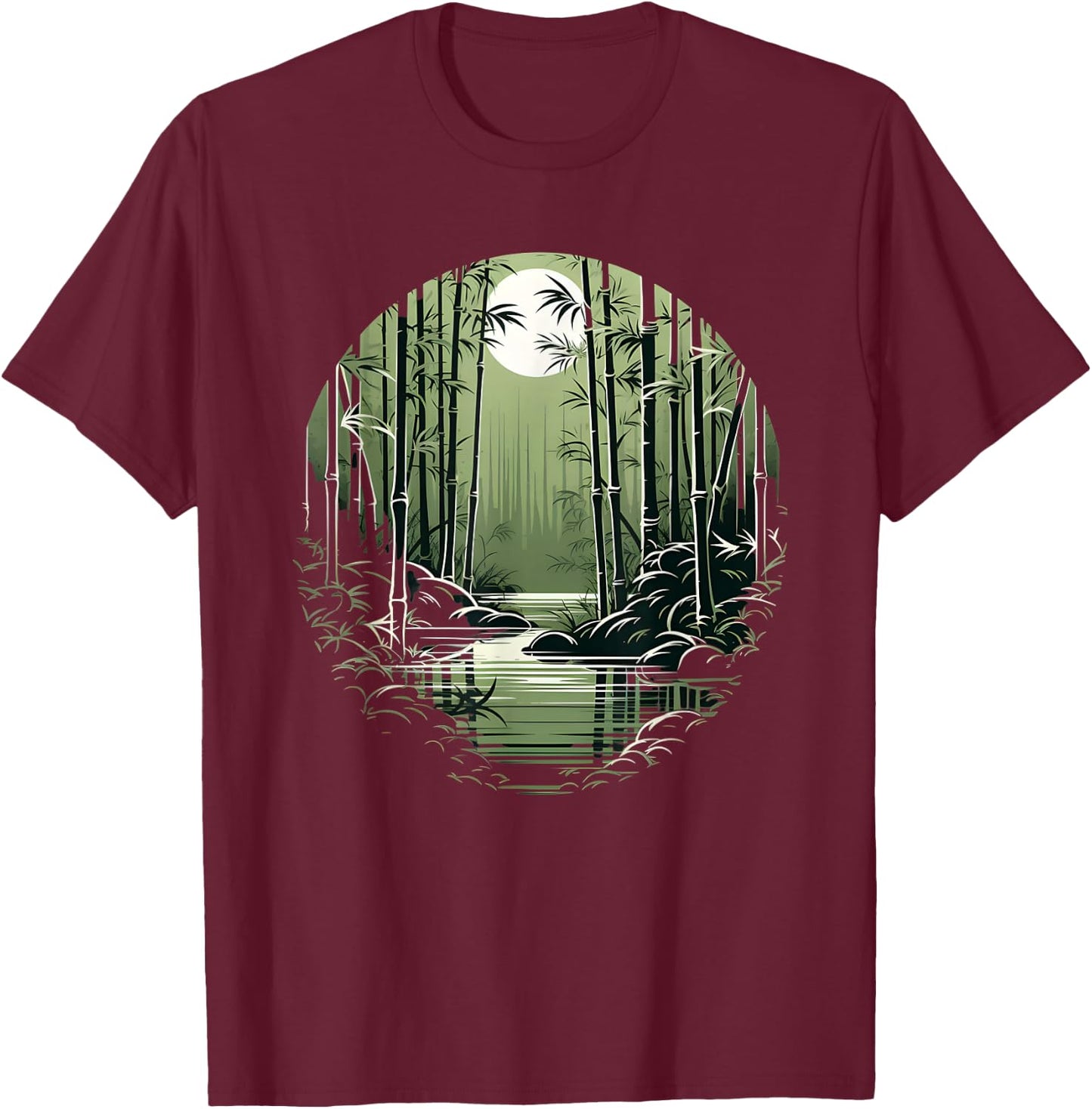 Asian Bamboo Forest Connection With Nature T-Shirt - T-Shirt | Maroon