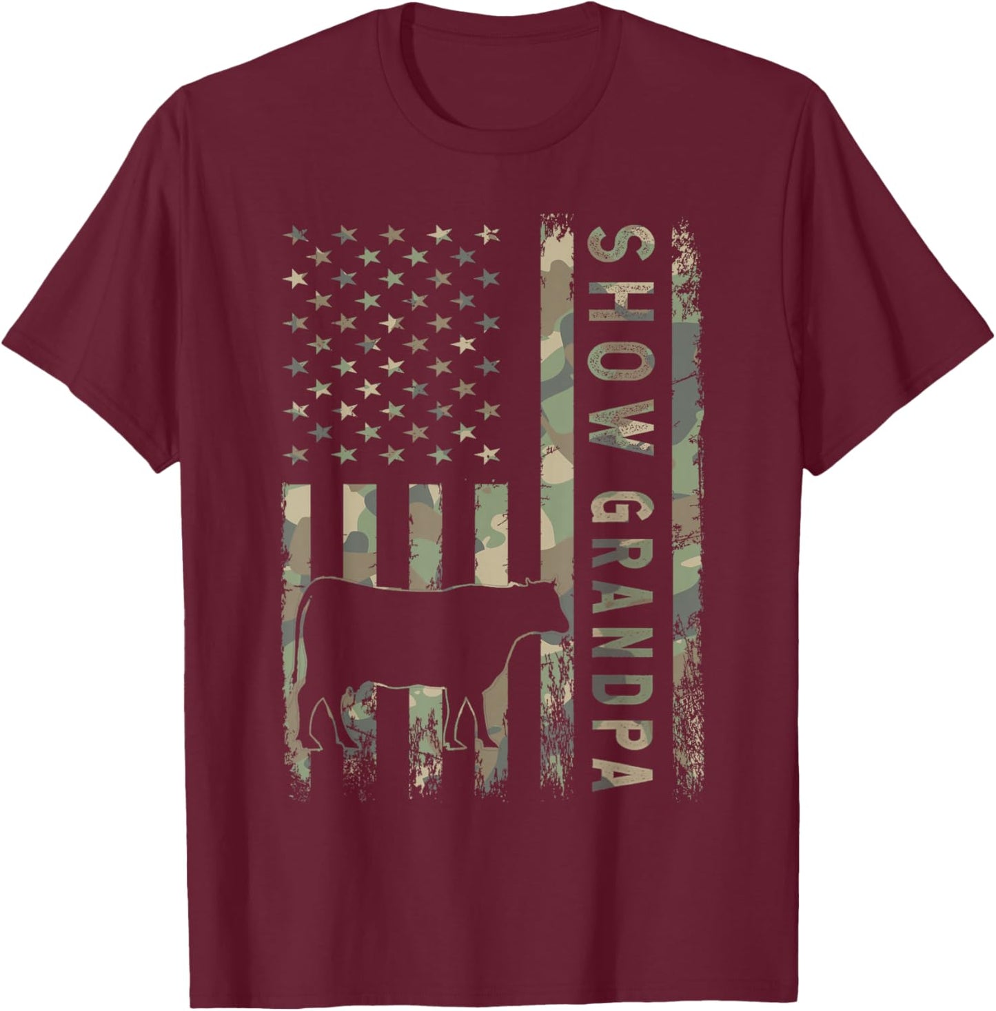 Livestock Show Steer Show Grandpa T-Shirt - T-Shirt | Maroon