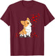 Dog Valentine Cute Corgi Valentine's Day T-Shirt - T-Shirt | Maroon