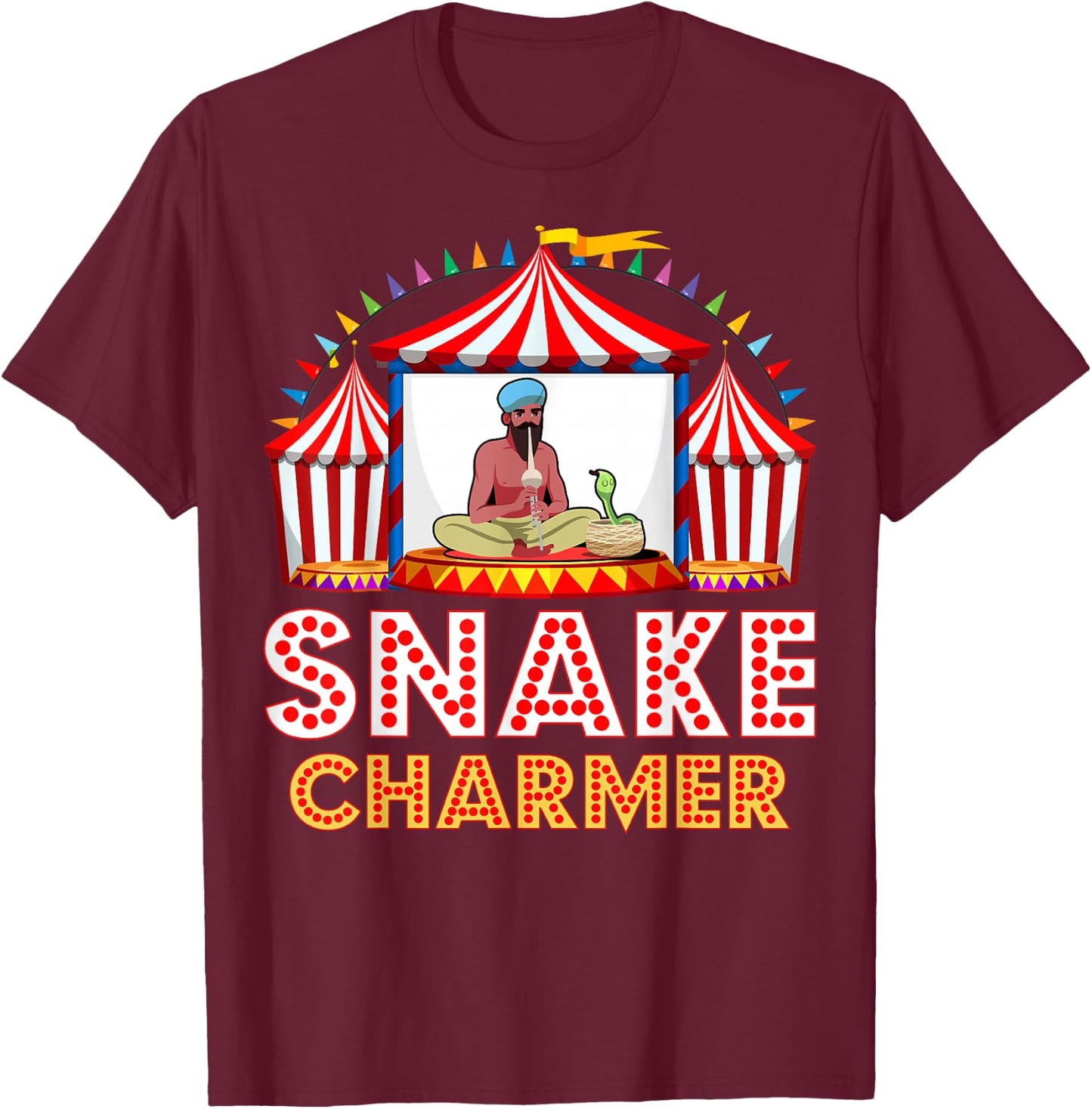 Carnival Event Circus Staff Animal Trainer Snake Charmer T-Shirt - T-Shirt | Maroon