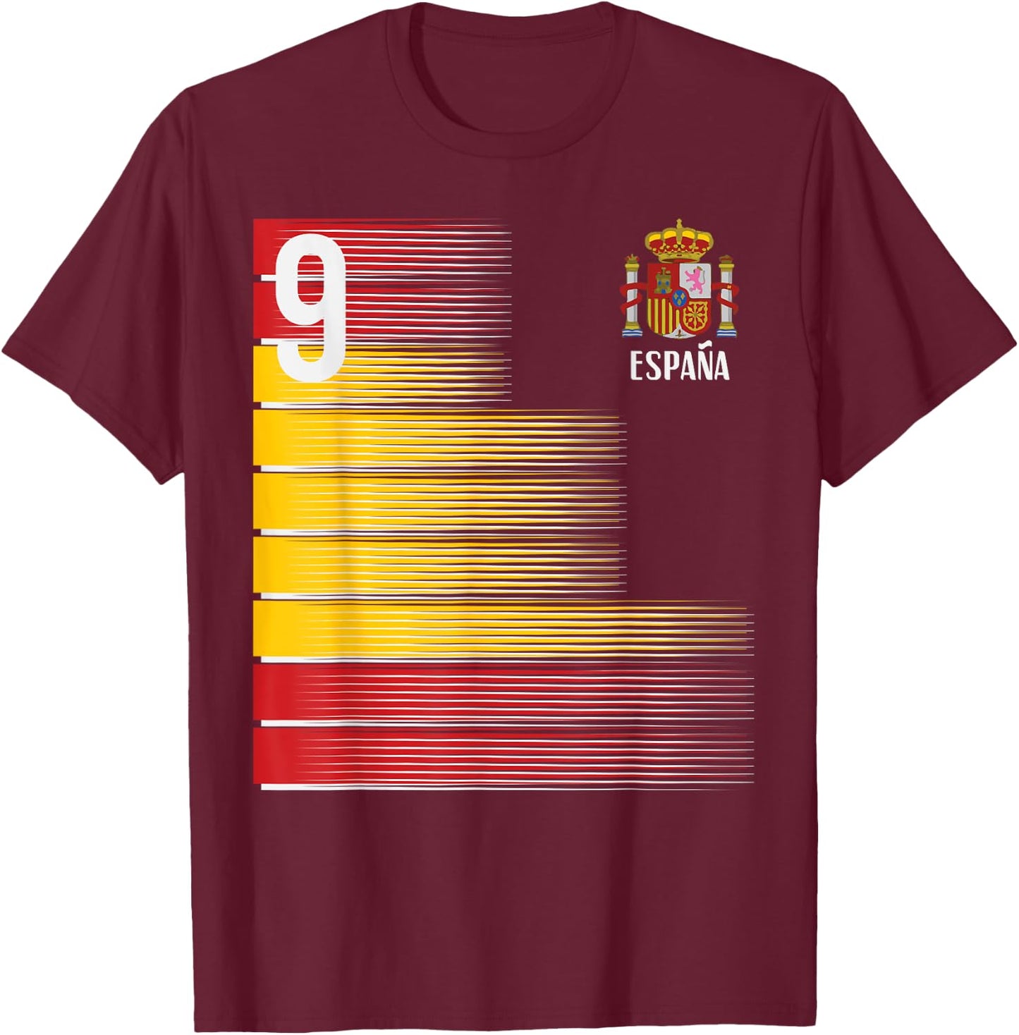 Spain Number 9 Espana Spanish Soccer Fan Men Women Kids Boys T-Shirt - T-Shirt | Maroon
