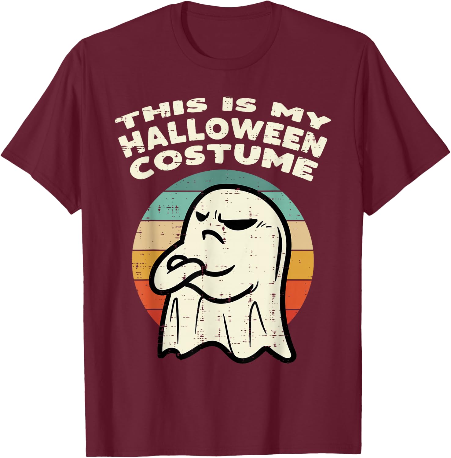 This Is My Halloween Costume Ghost Retro Men Women Kids Boys T-Shirt - T-Shirt | Maroon