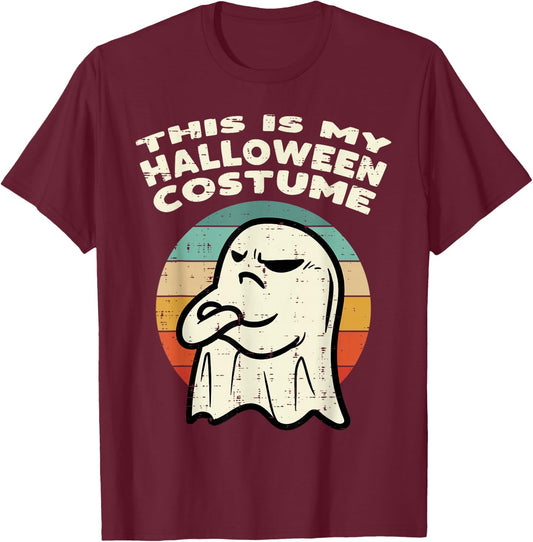 This Is My Halloween Costume Ghost Retro Men Women Kids Boys T-Shirt - T-Shirt | Maroon