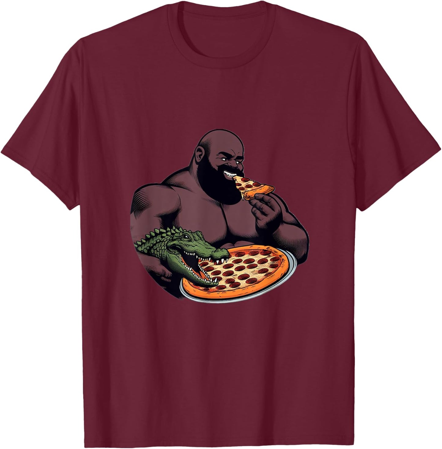 Gumbo Slice & Croc Buddy Pizzagator Epic Pizza Time Funny T-Shirt - T-Shirt | Maroon