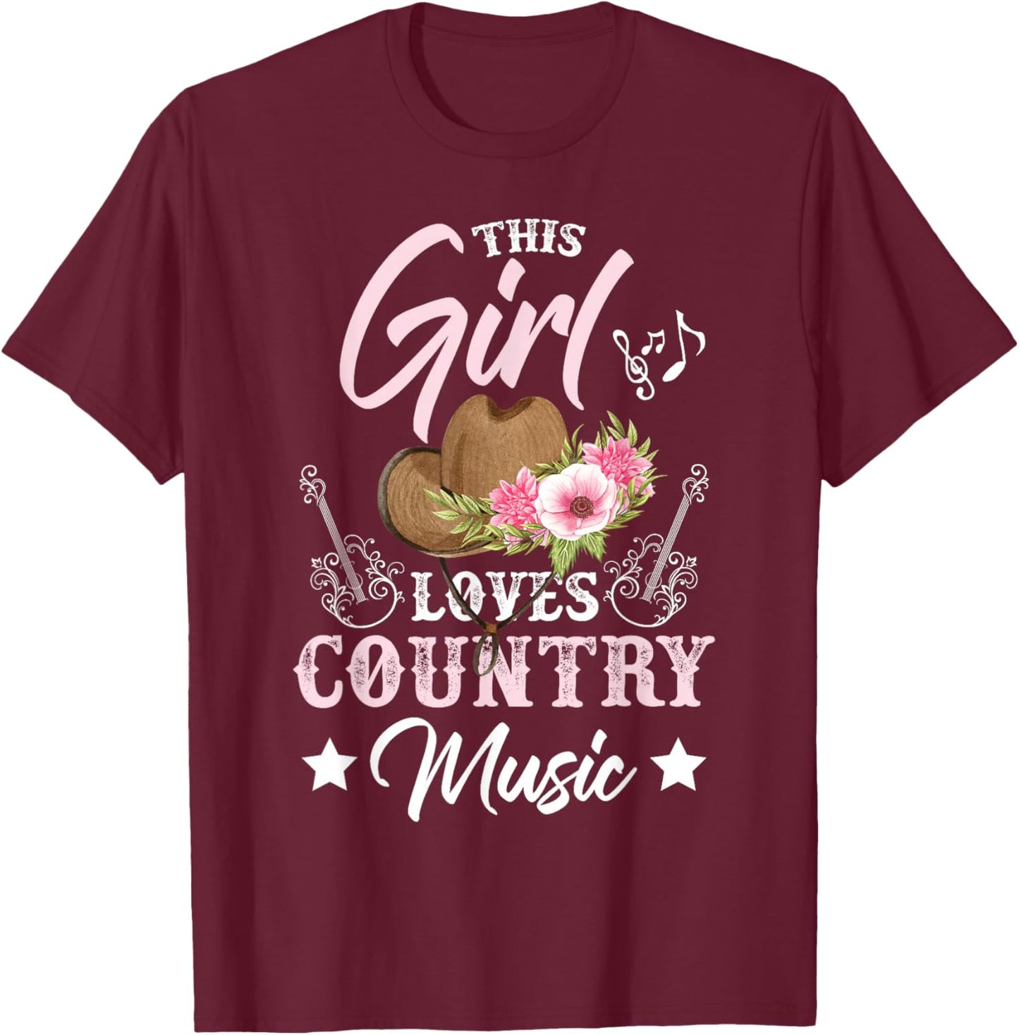 This Girl Loves Country Music T-Shirt - T-Shirt | Maroon
