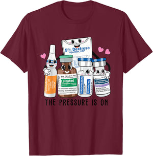 Pressure is On Christmas Pharmacy Tech Nurse T-Shirt - T-Shirt | Maroon