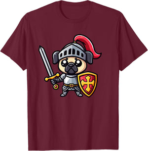 Pug Knight Funny Dog Medieval Women Girls Kids T-Shirt - T-Shirt | Maroon