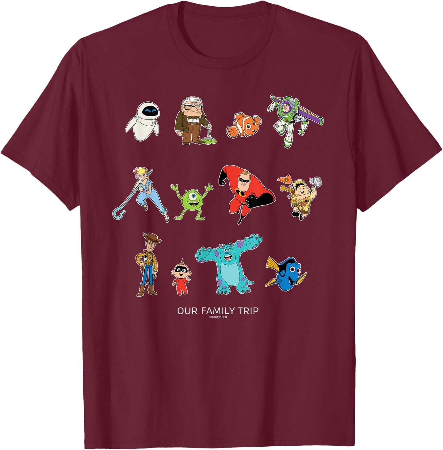 Disney and Pixar Characters Vacation Our Family Trip T-Shirt - T-Shirt | Maroon