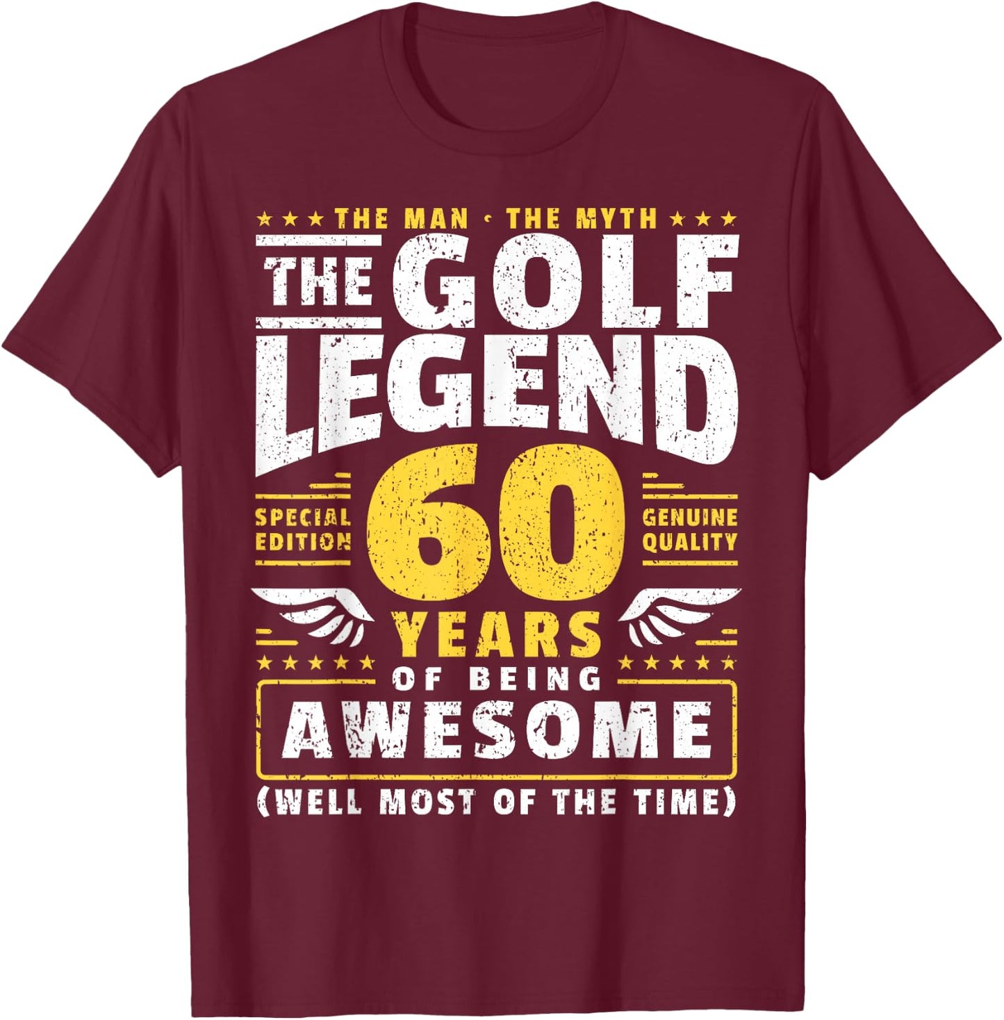 60th Birthday Golf Player 60 Years Old Golfer T-Shirt - T-Shirt | Maroon