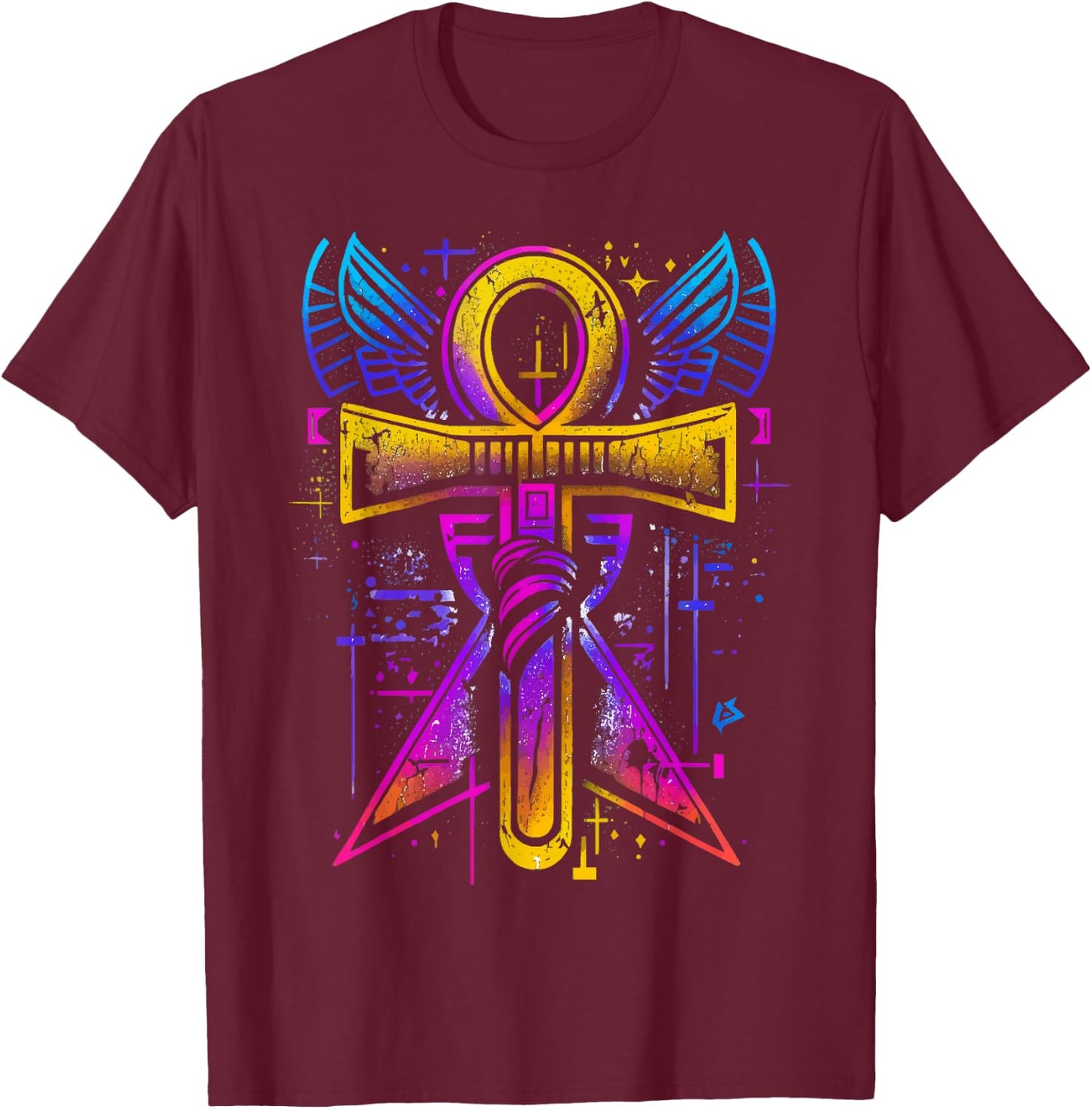 Ankh Symbol Ancient Egyptian Key Of Life Egypt Hieroglyphic T-Shirt - T-Shirt | Maroon