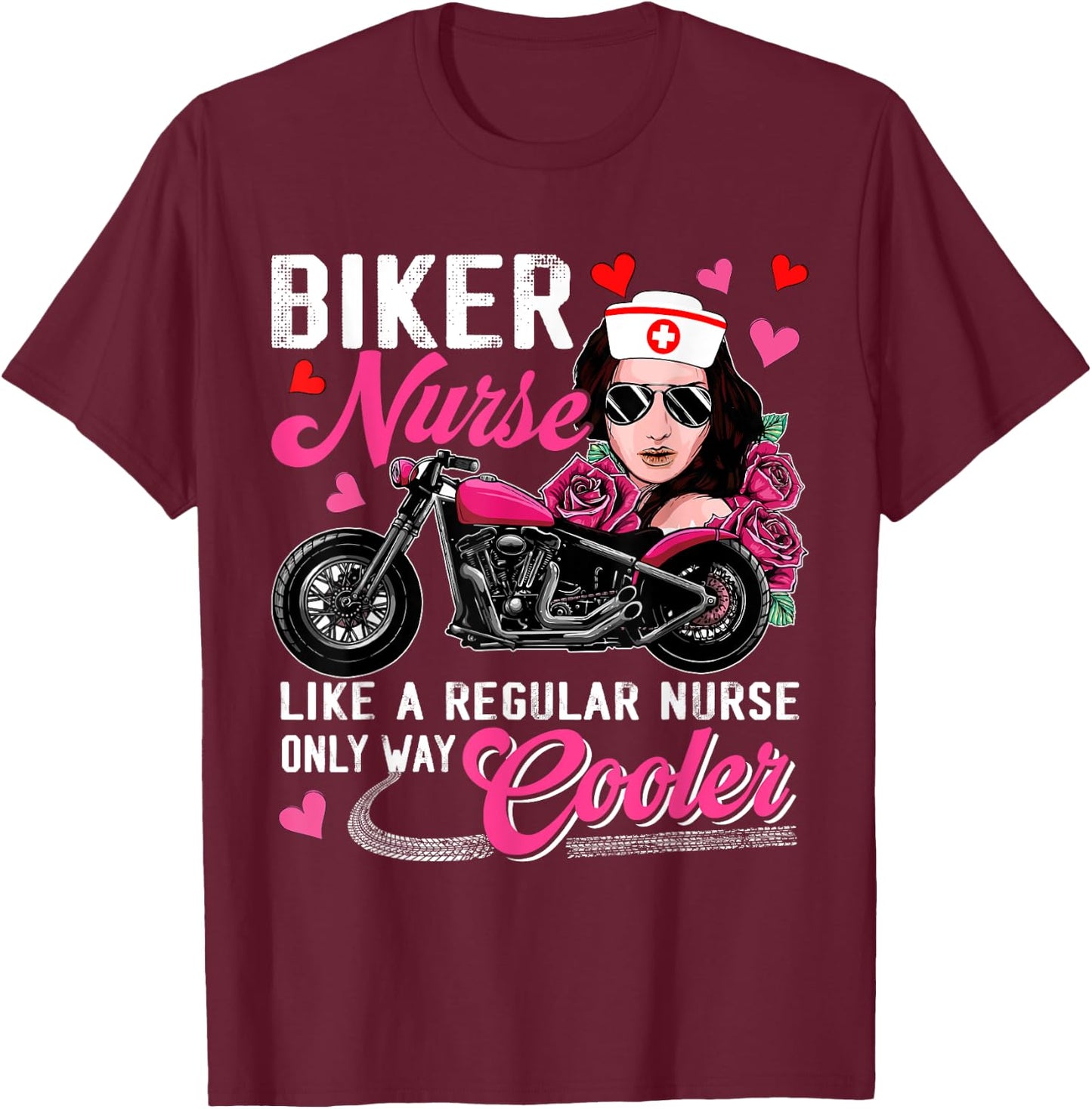 Biker Nurse Definition Only Cooler Motorcycle Woman T-Shirt - T-Shirt | Maroon