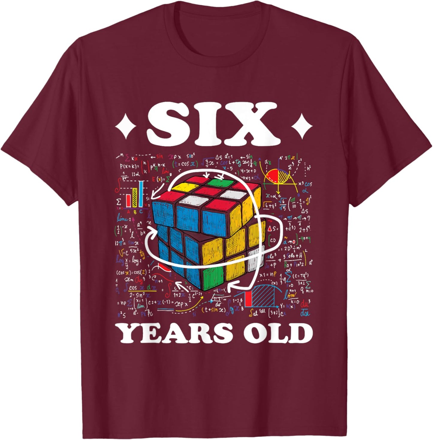 Competitive Speed Cubing 6 Years Old Birthday for Boy Girl T-Shirt - T-Shirt | Maroon