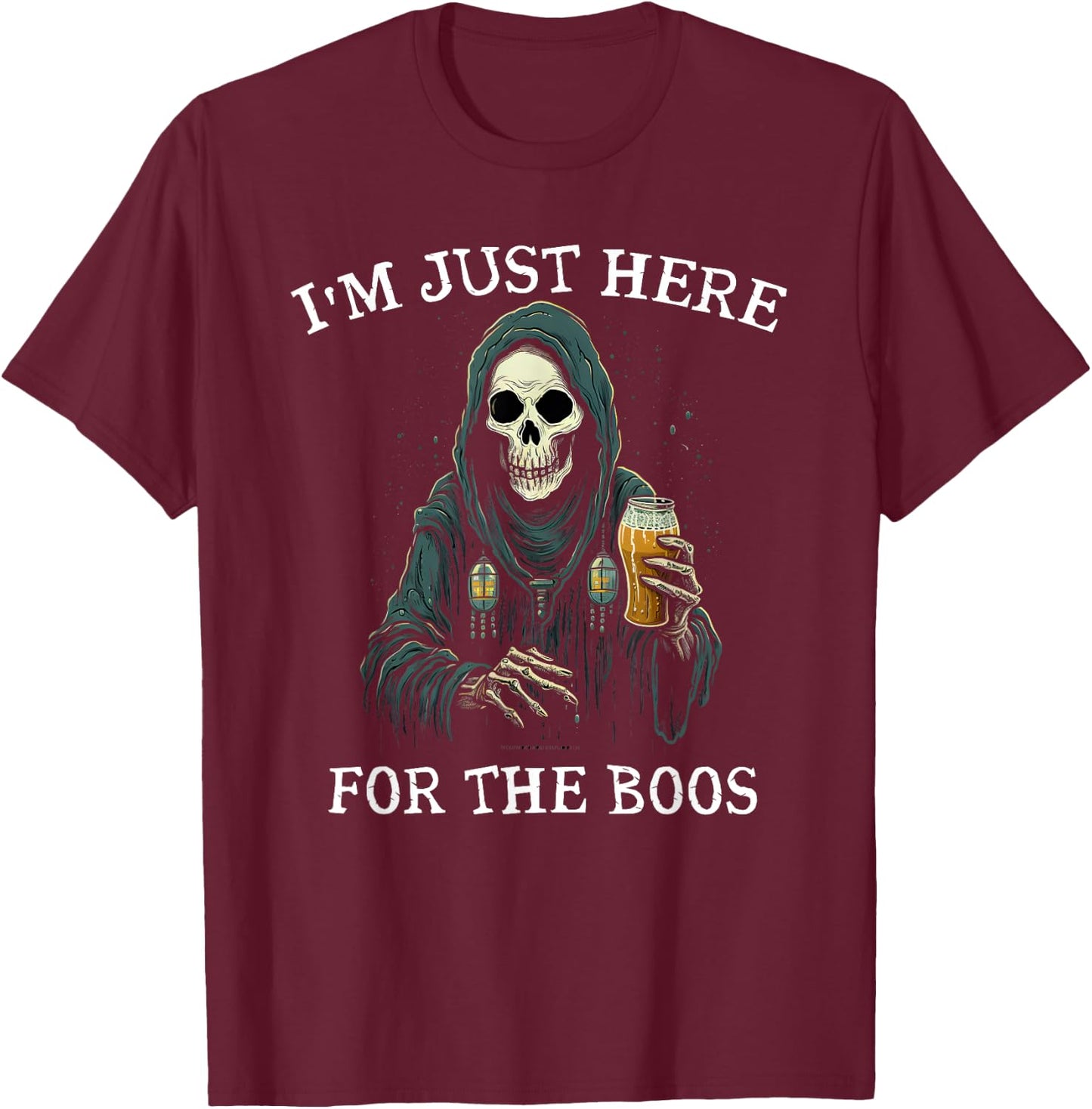 Funny Halloween I'm just here for the boos costume T-Shirt - T-Shirt | Maroon