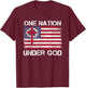 One Nation Under God Jesus USA Flag Christian 4th of July T-Shirt - T-Shirt | Maroon