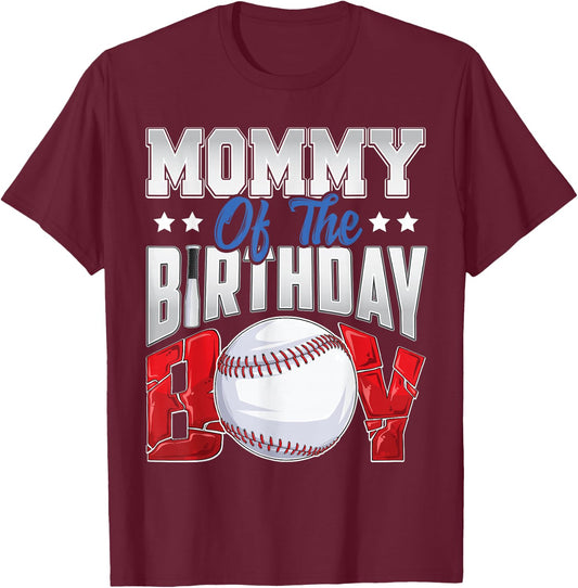 Mommy Baseball birthday Boy Family Baller b-day Party T-Shirt - T-Shirt | Maroon