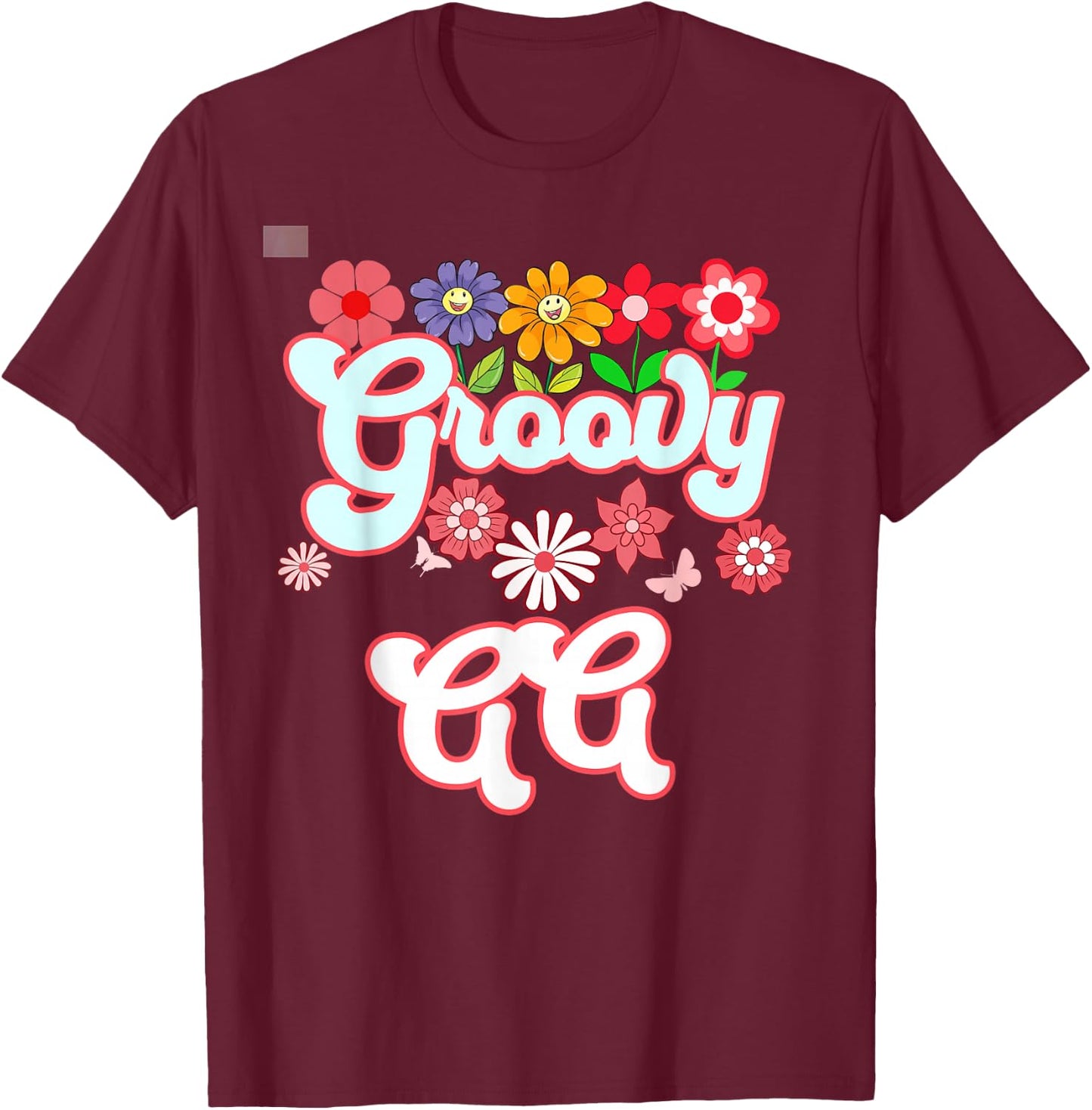 Groovy GG Floral Hippie Retro Daisy Flower Mother's Day T-Shirt - T-Shirt | Maroon