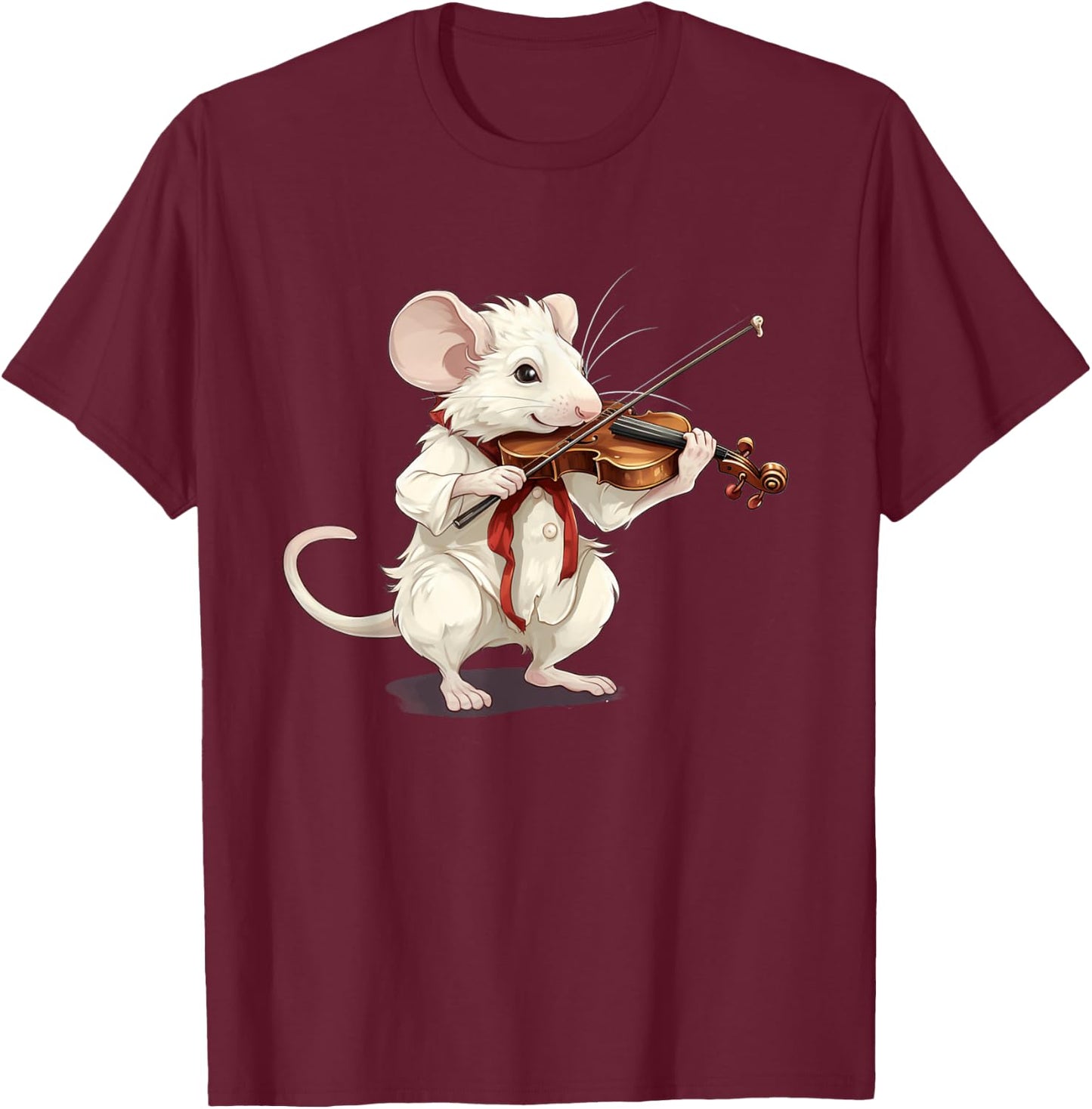 Happy classic Violin Music with white Rodent for Pets Lovers T-Shirt - T-Shirt | Maroon