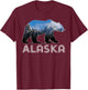 Alaskan Mountains Bear Grizzly Alaska State Souvenirs T-Shirt - T-Shirt | Maroon