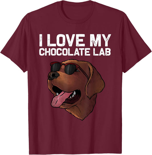 Cute Chocolate Lab Design Women Labrador Retriever T-Shirt - T-Shirt | Maroon