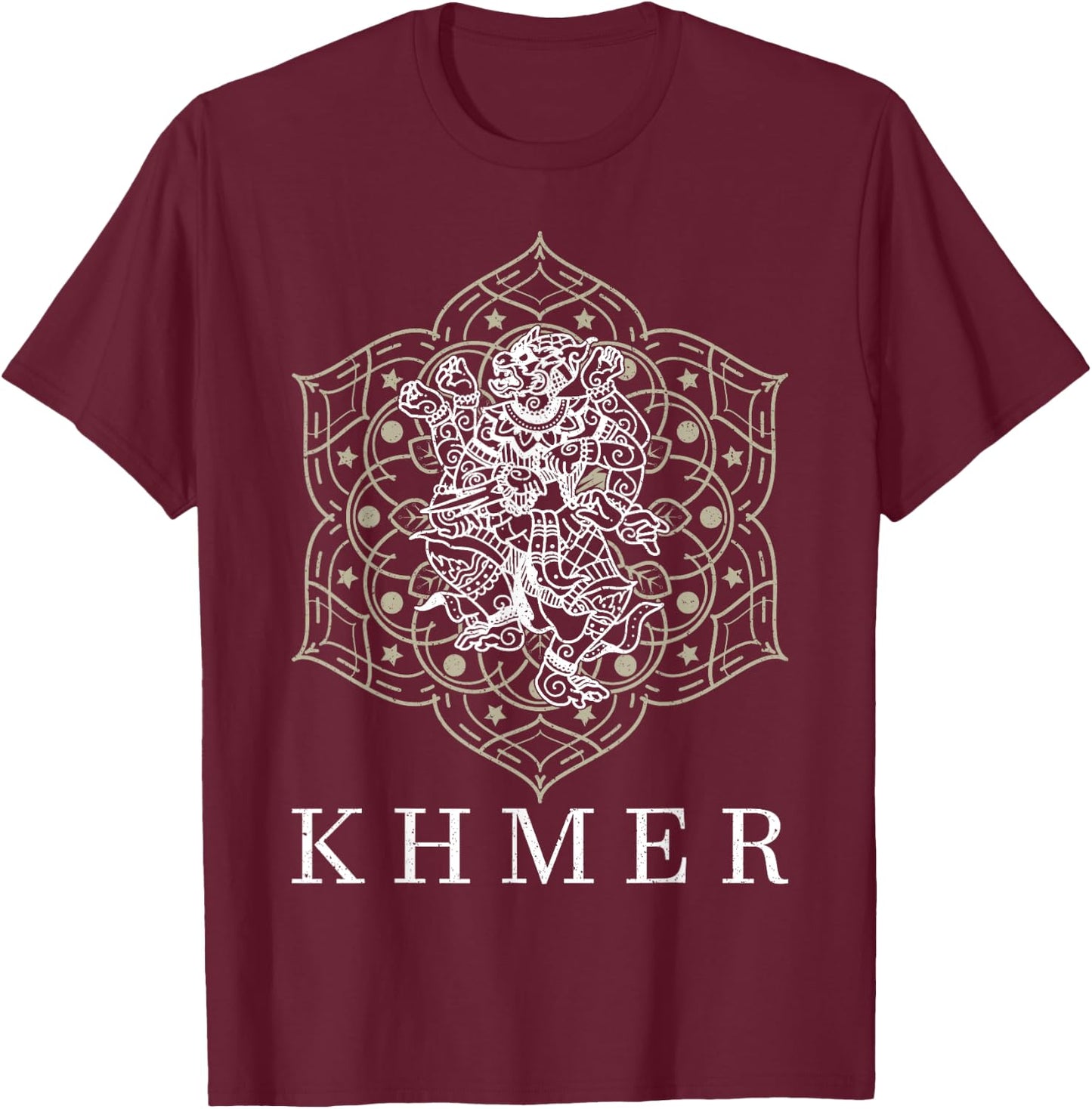 Hanuman Hindu Hinduism Khmer Cambodia Ramayana Mahabharata T-Shirt - T-Shirt | Maroon
