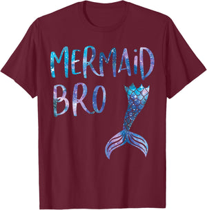 Mermaid Brother Tail Matching Mermaid Squad Birthday Party T-Shirt - T-Shirt | Maroon