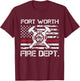 Fort Worth Texas Fire Department Thin Red Line Fireman T-Shirt - T-Shirt | Maroon