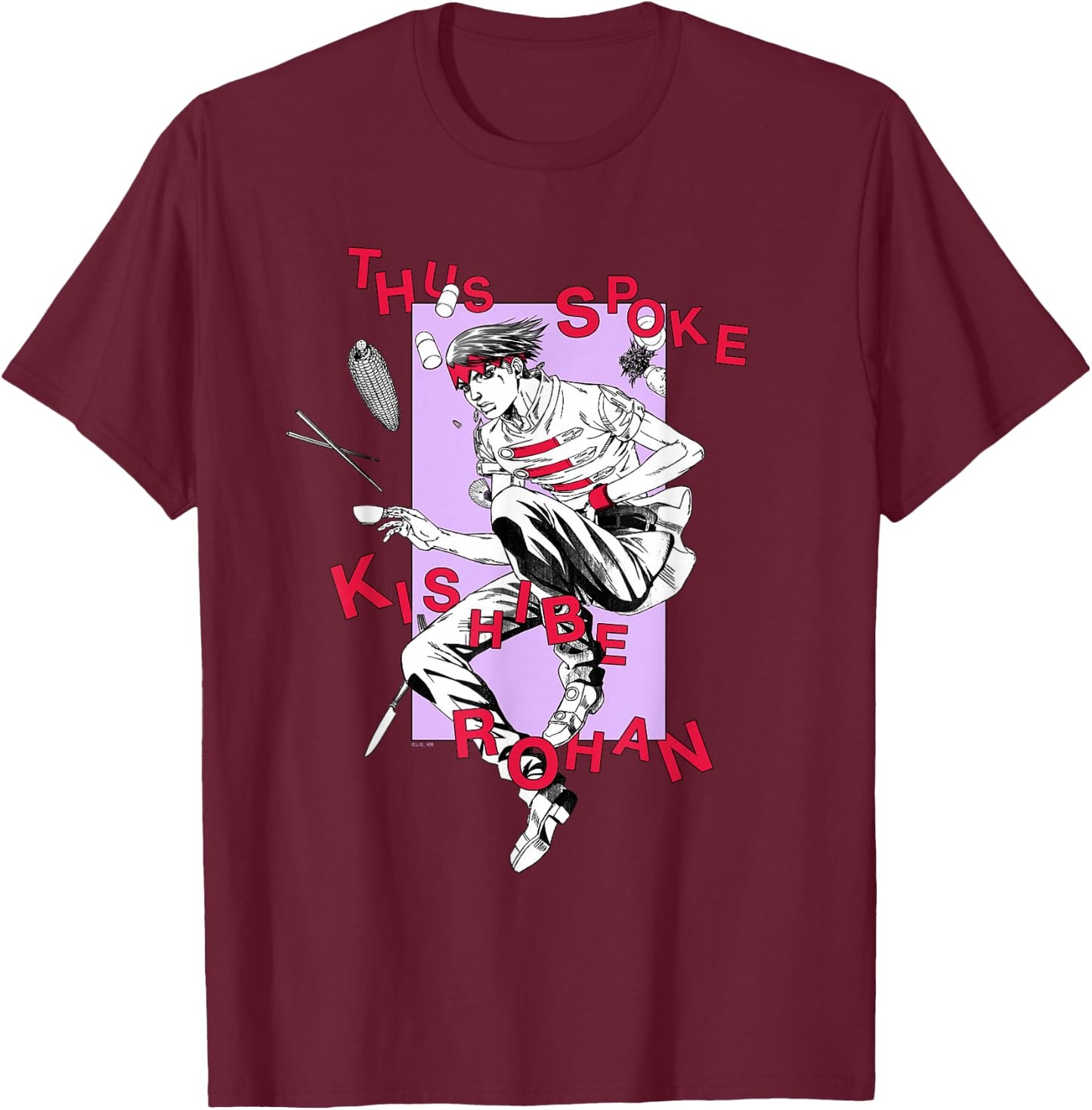 Thus Spoke Kishibe Rohan Rohan with Floating Logo T-Shirt - T-Shirt | Maroon