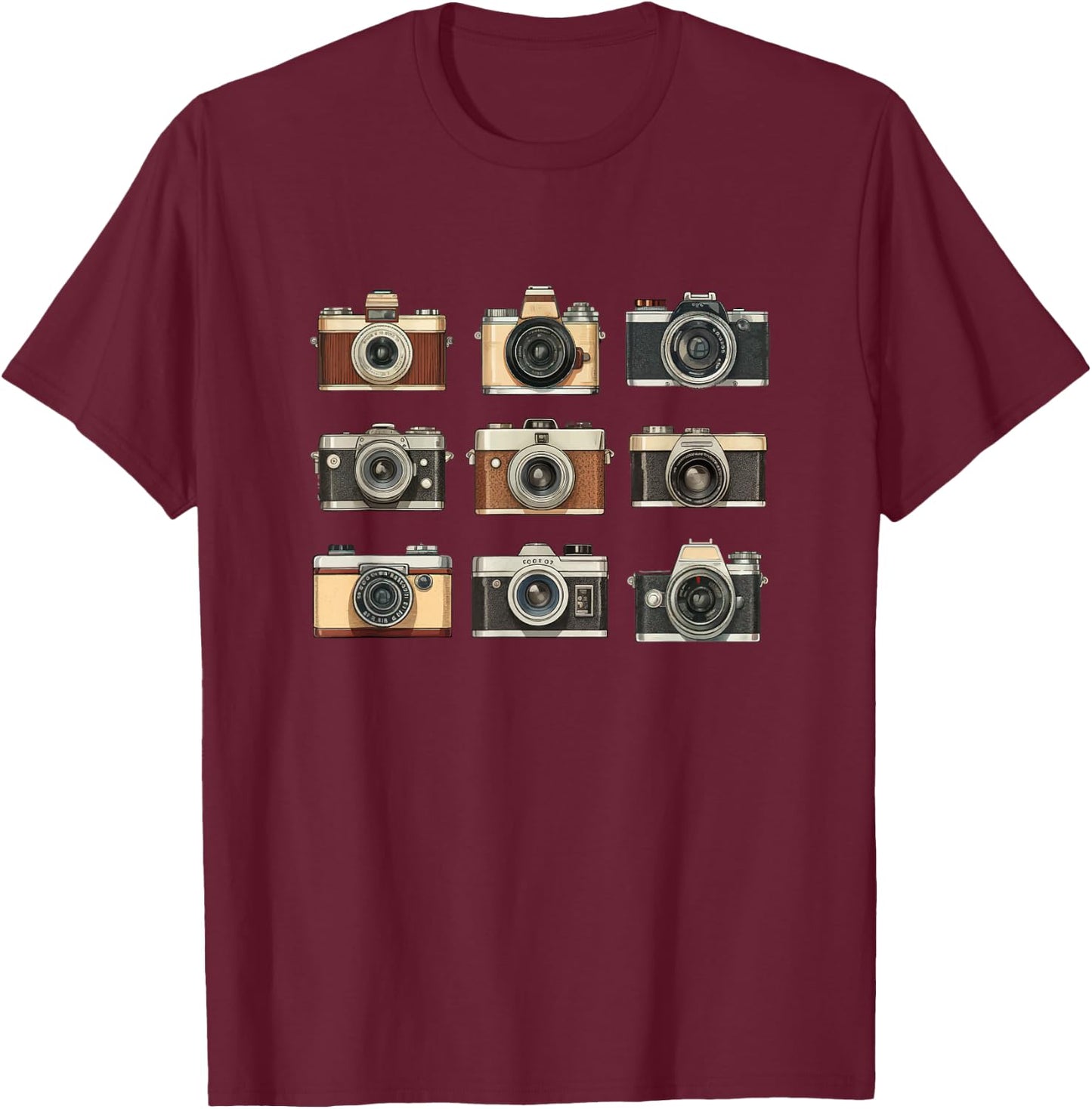 Vintage Camera Photography T-Shirt - T-Shirt | Maroon