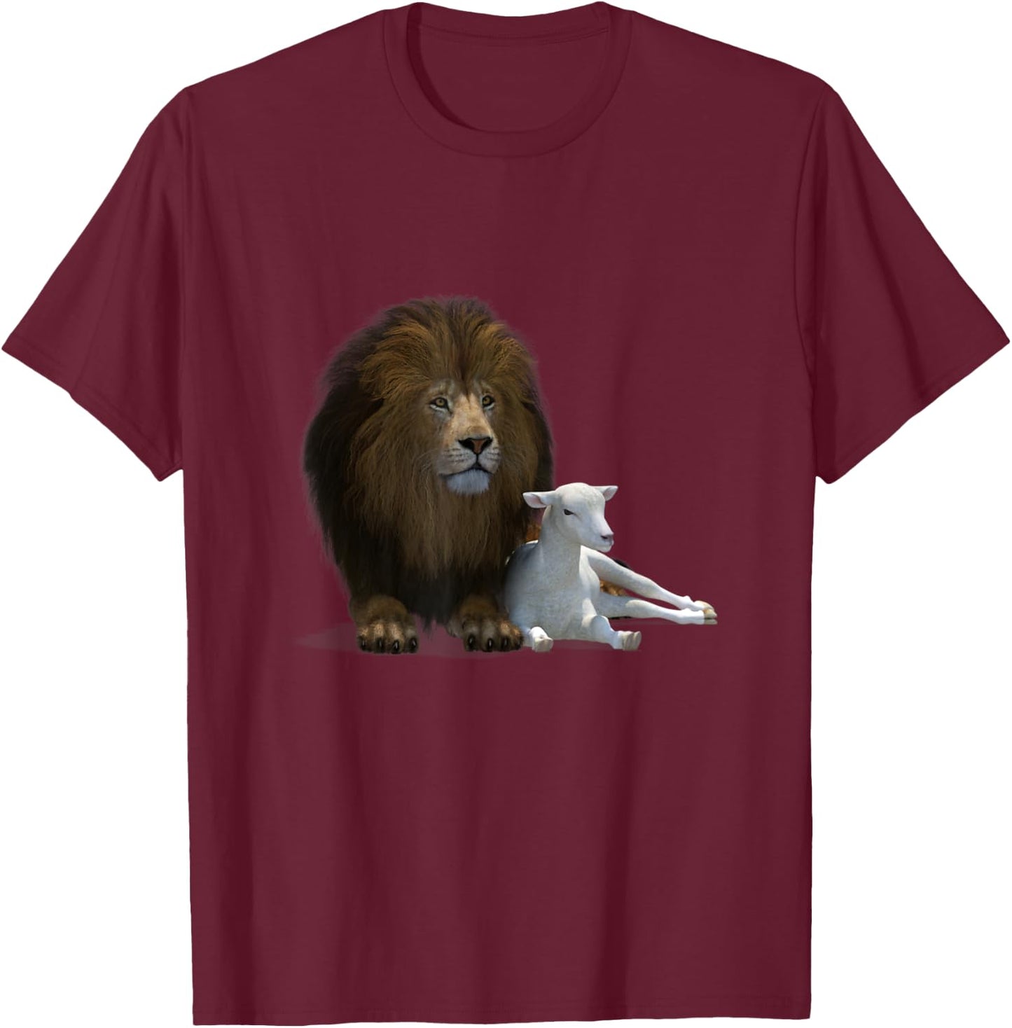 Lion And Lamb Cross Jesus Christ Yahshua - Lion Of Judah T-Shirt - T-Shirt | Maroon