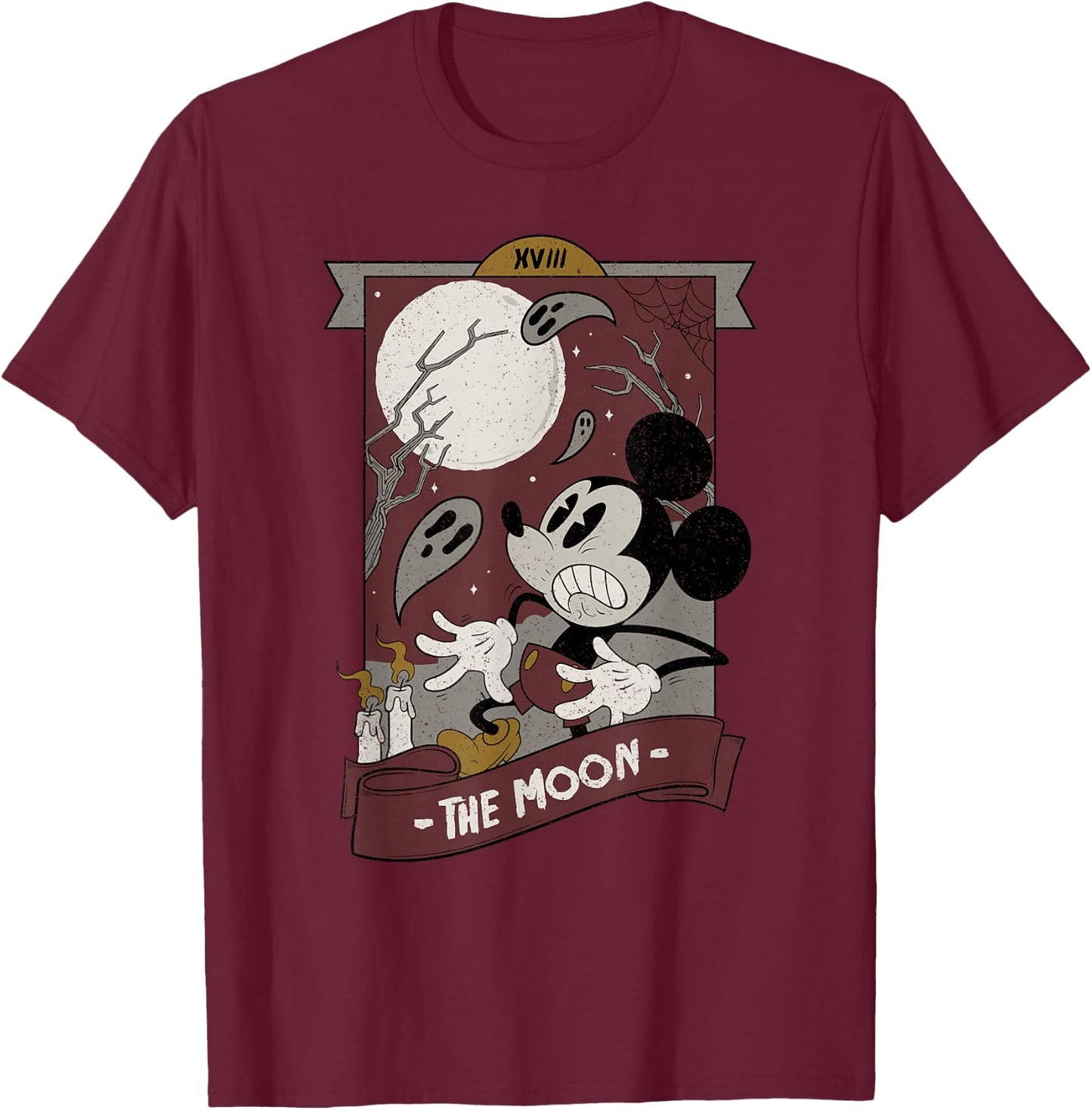 Disney Mickey and Friends Halloween Mickey Spooky Tarot T-Shirt - T-Shirt | Maroon