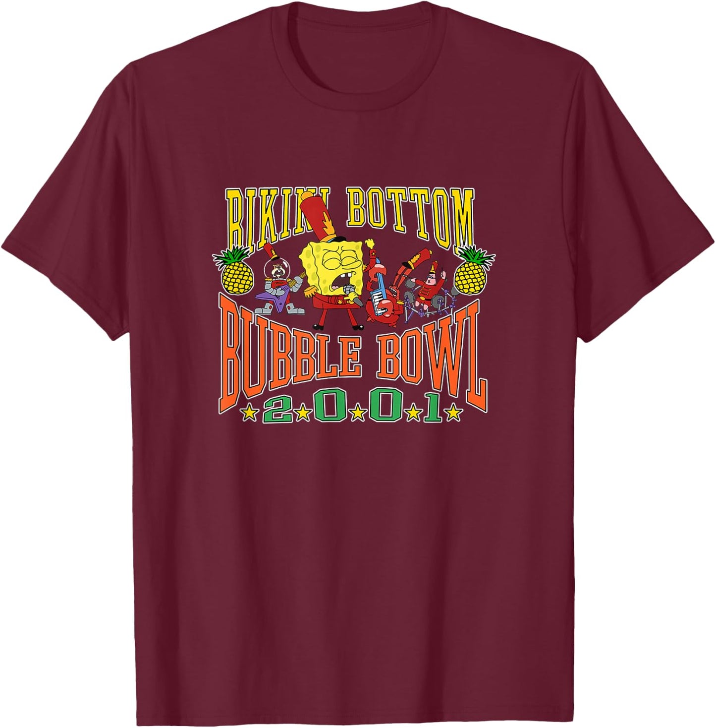 SpongeBob SquarePants Bikini Bottom Bubble Bowl 2001 V2 T-Shirt - T-Shirt | Maroon