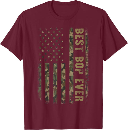 Best Bop Ever Camouflage American Flag Father's Day Men T-Shirt - T-Shirt | Maroon