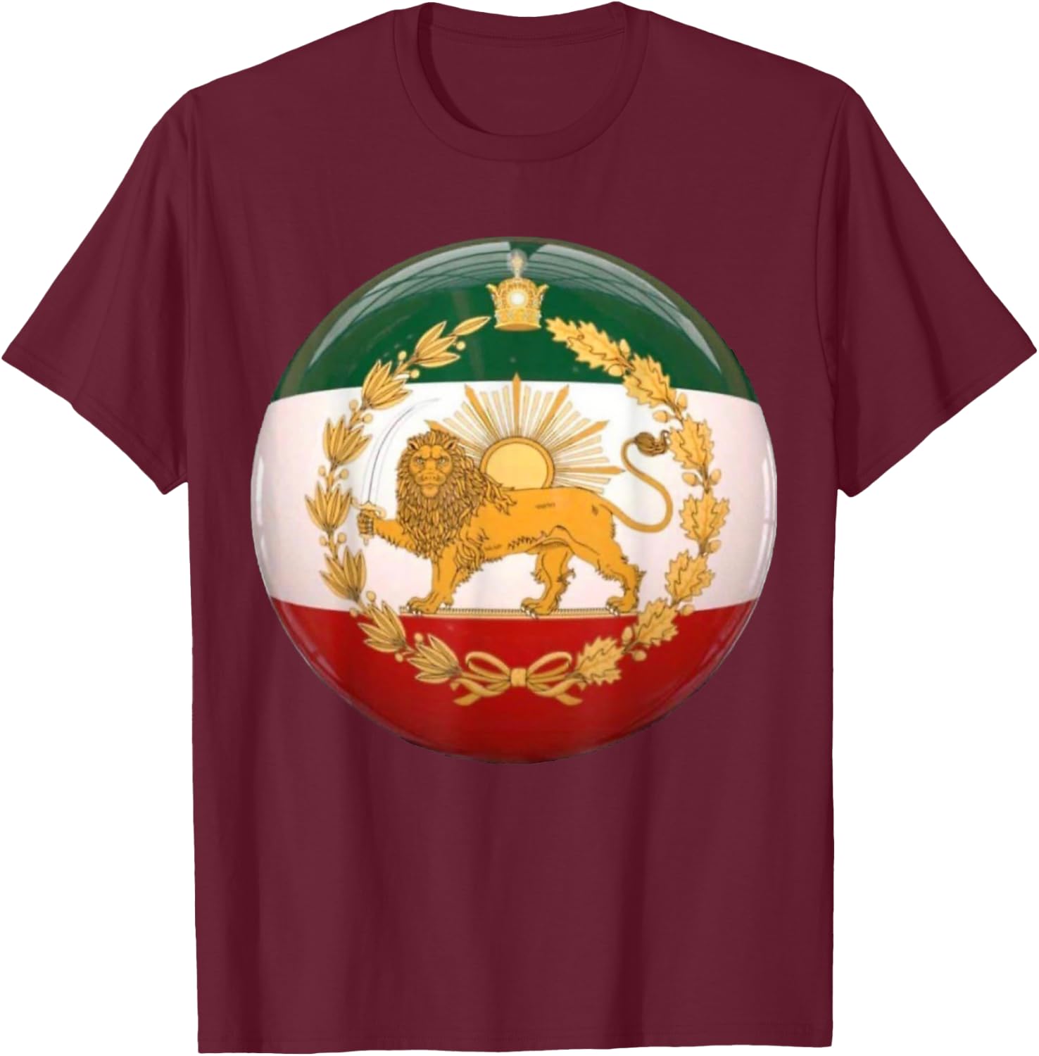 Iran Flag Lion & Sun Shiro Khorshid Iranian Flag Patriotic T-Shirt - T-Shirt | Maroon