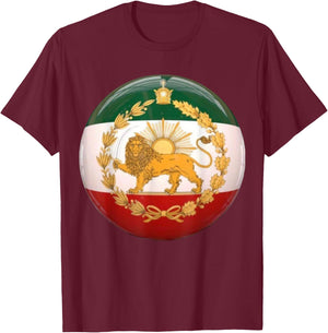 Iran Flag Lion & Sun Shiro Khorshid Iranian Flag Patriotic T-Shirt - T-Shirt | Maroon