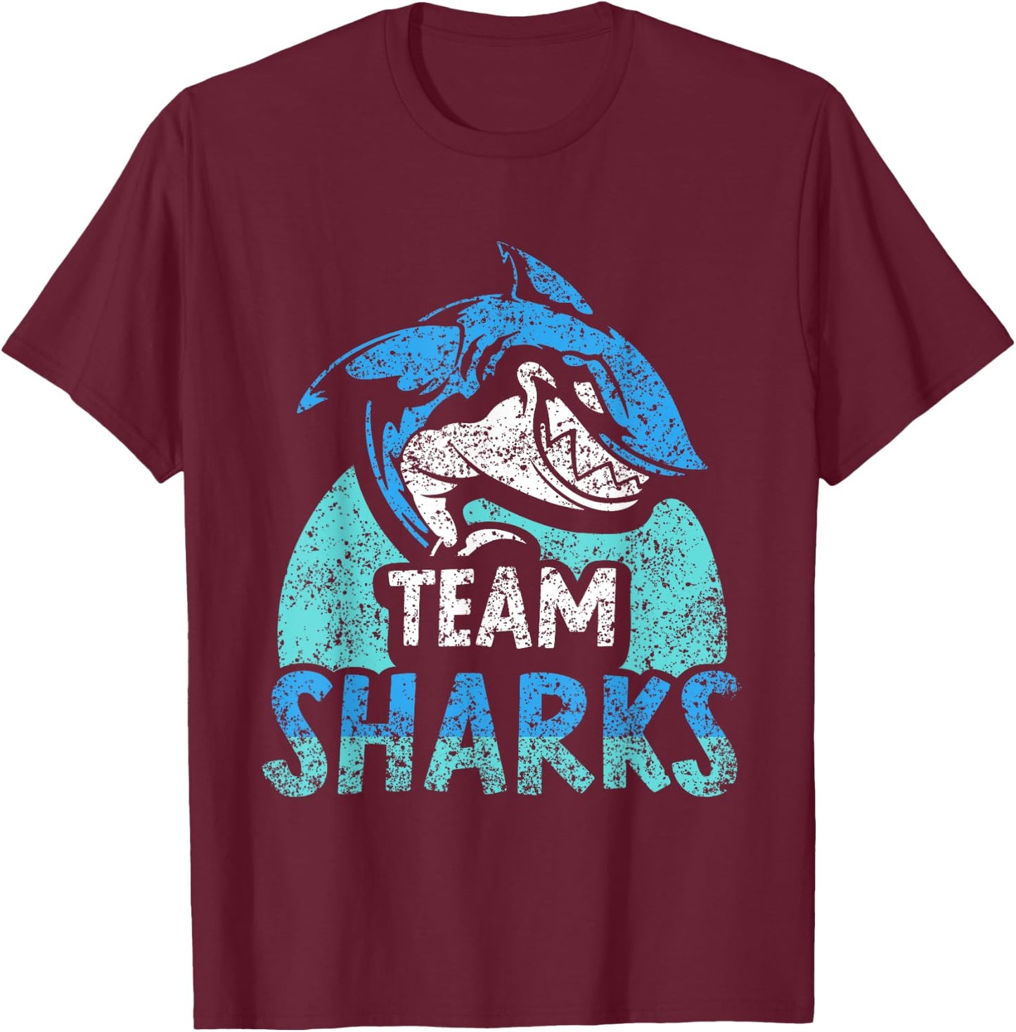 Team Sharks Teeth Shark Lover Animal T-Shirt - T-Shirt | Maroon