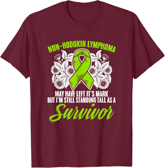 Non-Hodgkin Lymphoma Survivor Green Ribbon Lymphoma T-Shirt - T-Shirt | Maroon