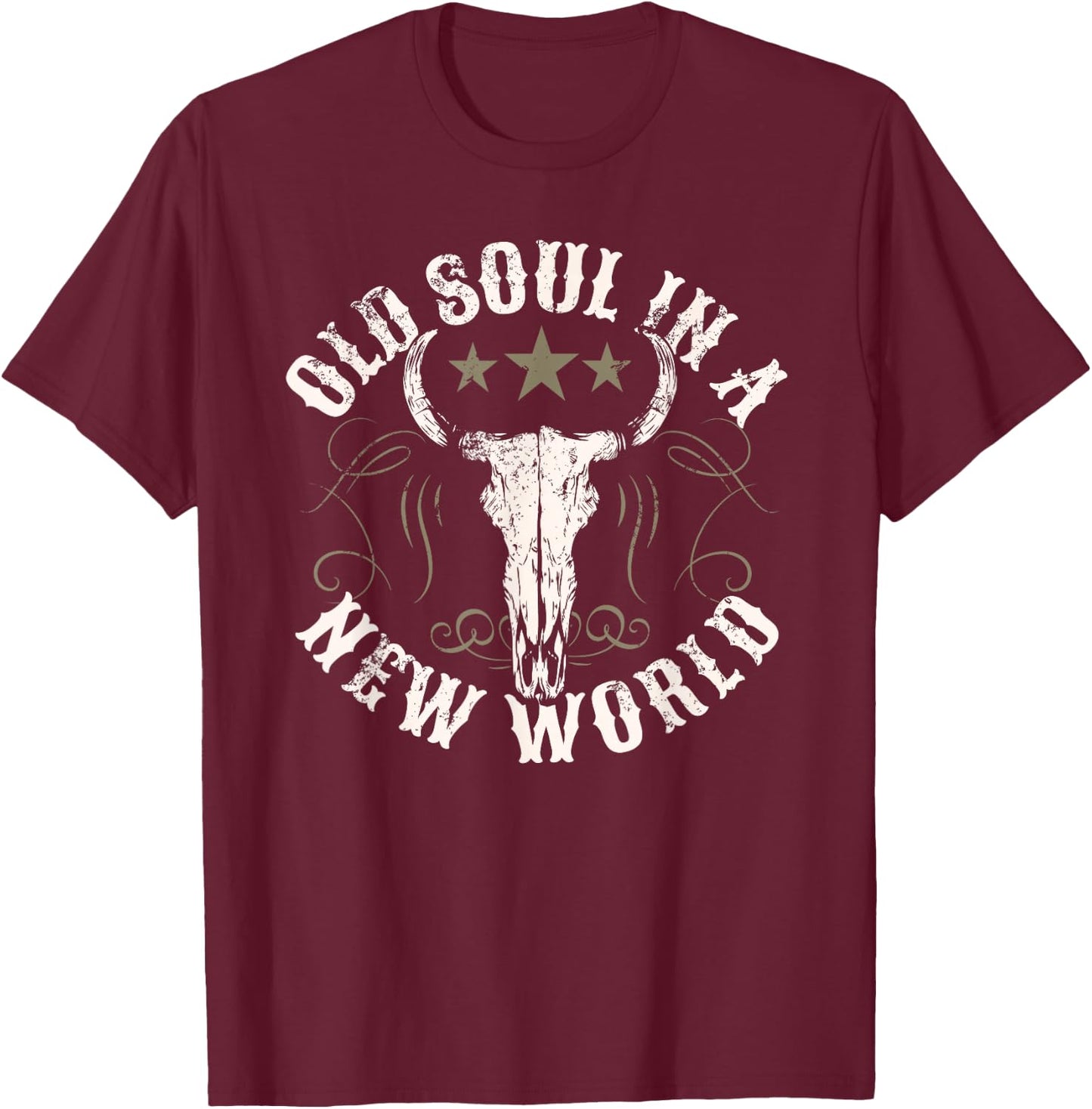 Old Soul in a New World Country Bluegrass Music Guitar T-Shirt - T-Shirt | Maroon
