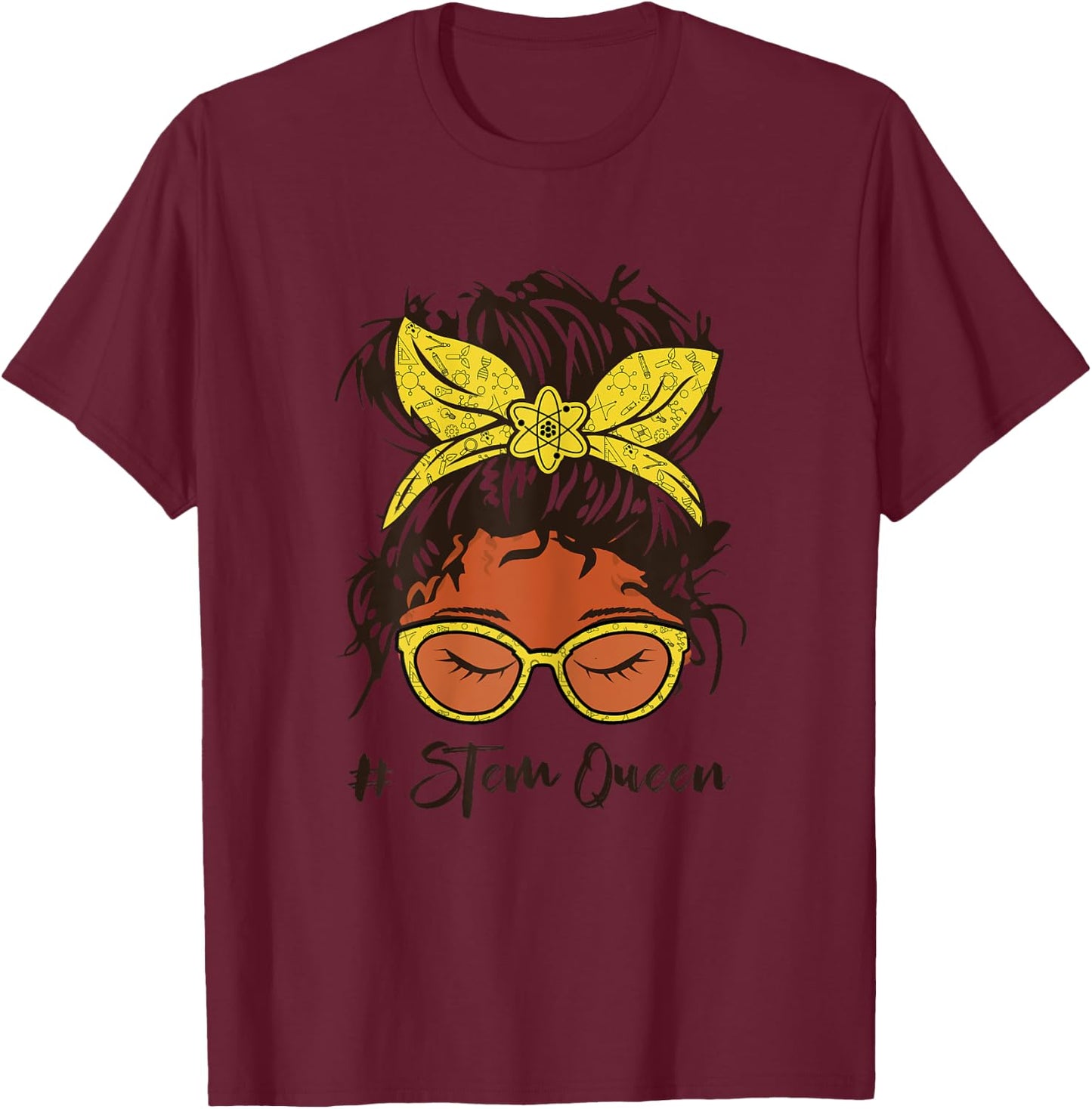 STEM Teacher messy bun Steminist Science Kids T-Shirt - T-Shirt | Maroon