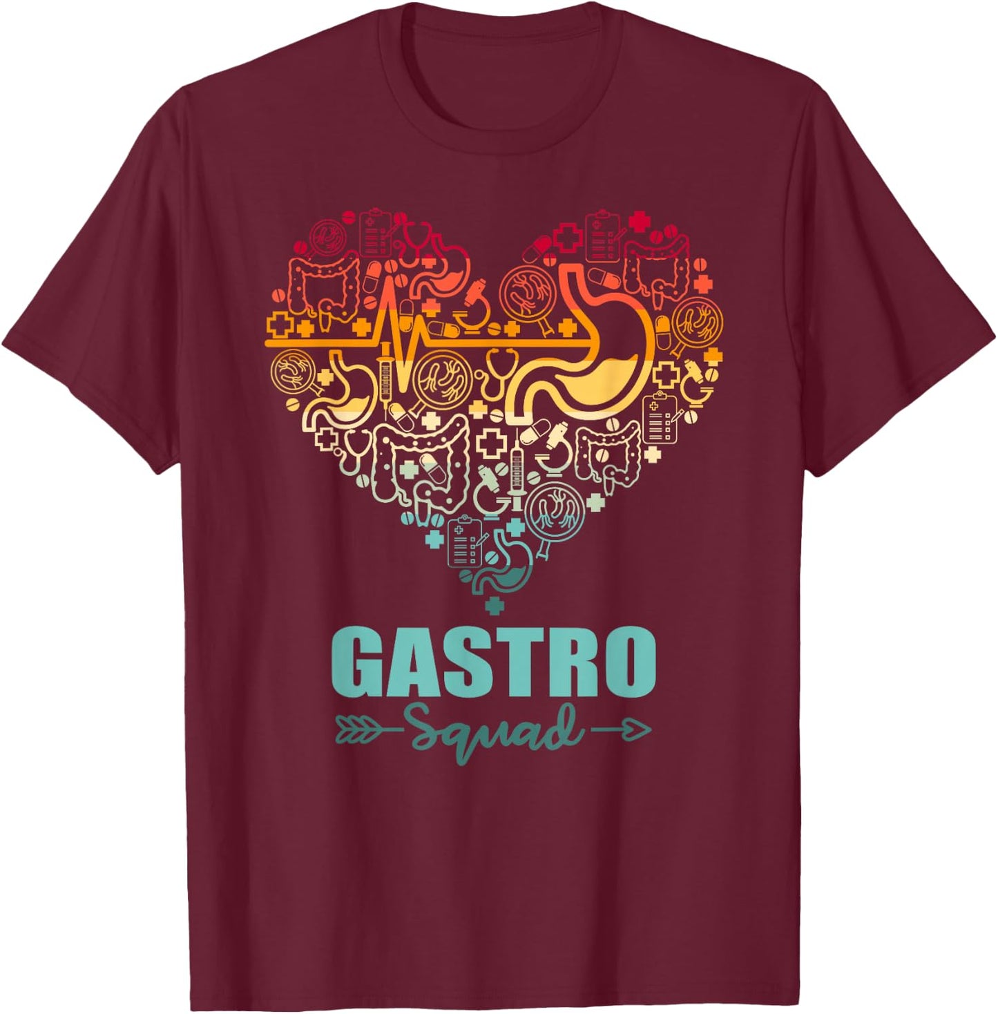 Gastro Squad Heart Funny Gastroenterology Team T-Shirt - T-Shirt | Maroon
