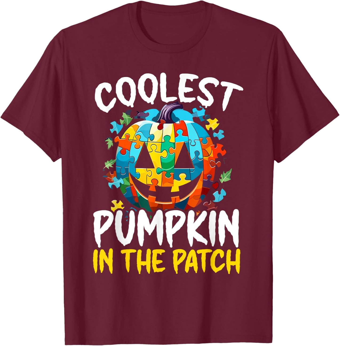 Autism Halloween Puzzle Trick Or Treat Autism Awareness T-Shirt - T-Shirt | Maroon