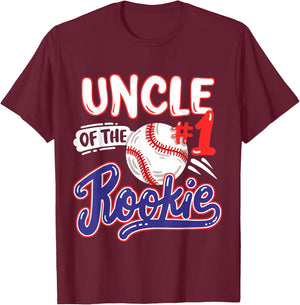 Uncle of Rookie 1st Baseball Birthday Party Theme Matching T-Shirt - T-Shirt | Maroon