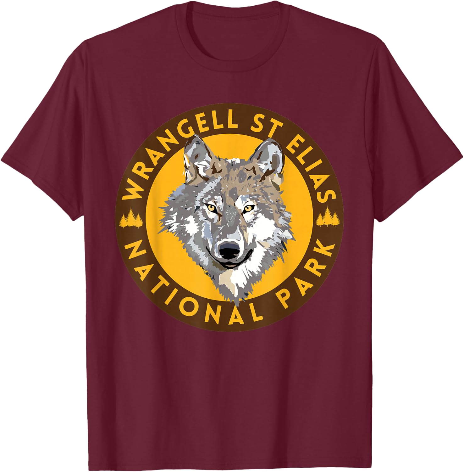 Wrangell St Elias National Park Alaska Wolf Hiking Outdoors T-Shirt - T-Shirt | Maroon