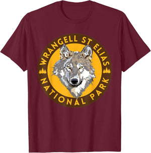 Wrangell St Elias National Park Alaska Wolf Hiking Outdoors T-Shirt - T-Shirt | Maroon