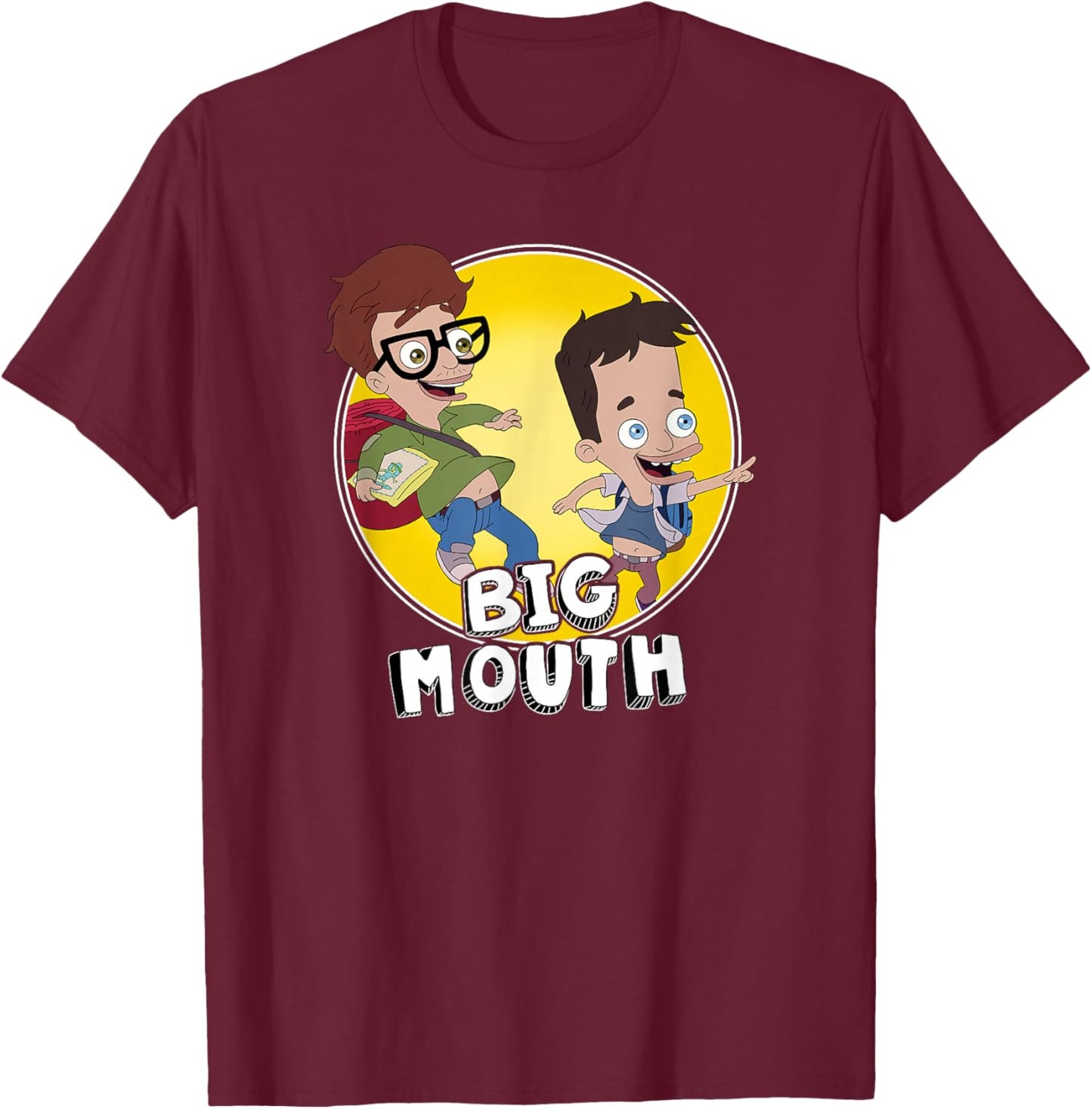 Big Mouth Nick & Andrew Best Friends Circle Portrait T-Shirt - T-Shirt | Maroon