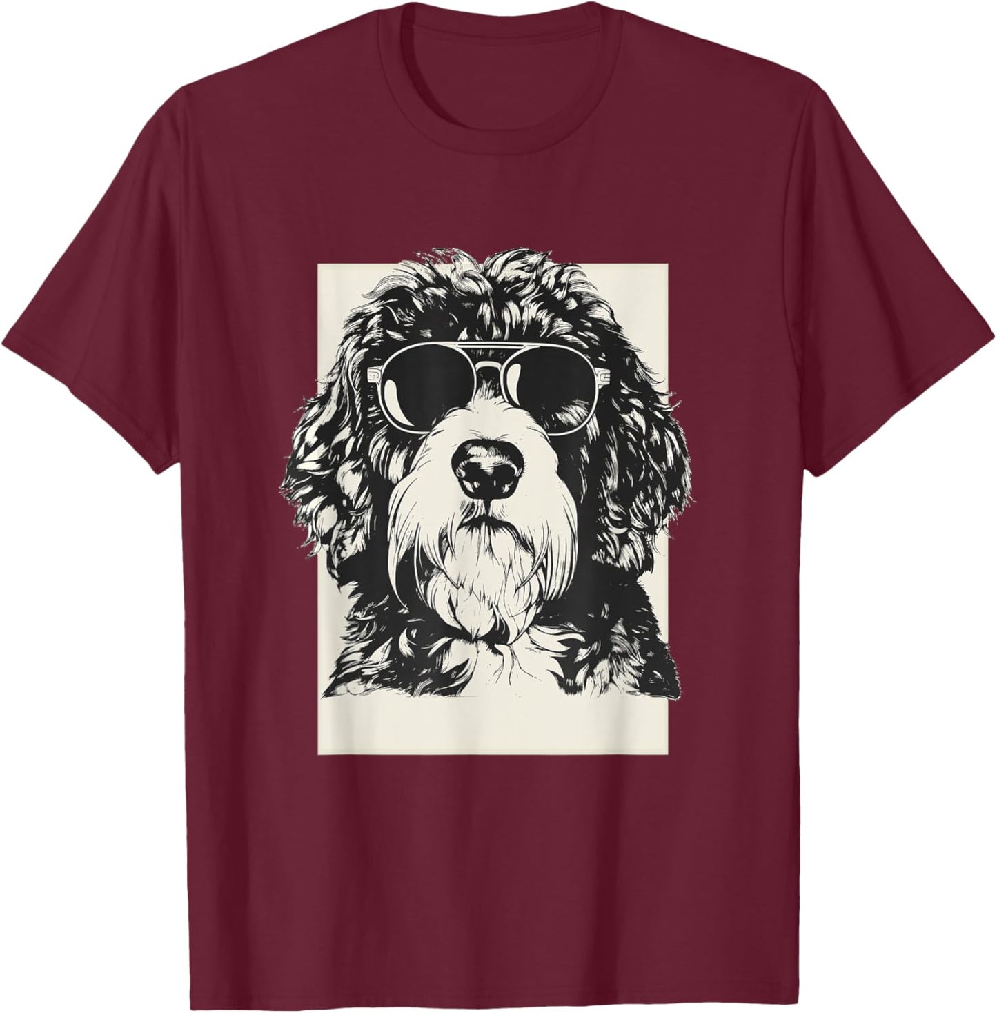 Saint Berdoodle Sketch Dog Funny Art Sketch Men Women Girls Kids T-Shirt - T-Shirt | Maroon